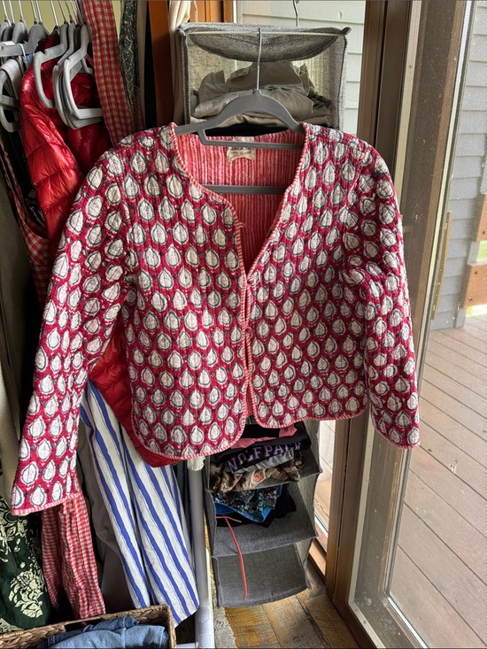Eleanor James Jackets & Blazers - Textured Red & White Quilted Jacket